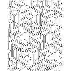 Coloriage Motif géométrique en illusion d'optique de cubes