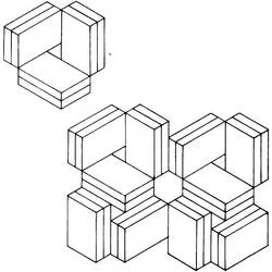 Coloriage Illusion d’optique de cubes empilés en étoile
