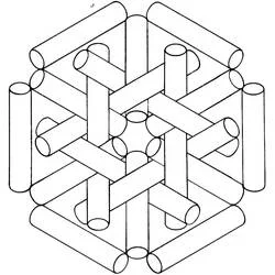 Coloriage Illusion d'optique de tiges de bois entrelacées