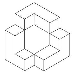 Coloriage Illusion d'optique en cube impossible