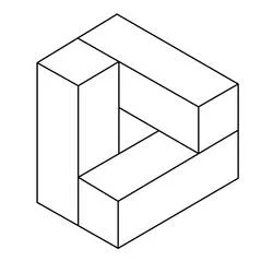 Coloriage Illusion d’optique en forme de cube impossible