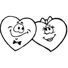 Coloriage Deux coeurs souriants en couple