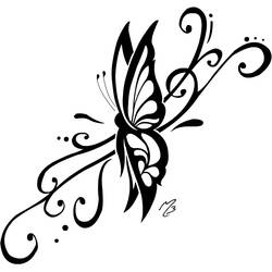 Coloriage Papillon tribal aux volutes ornementales