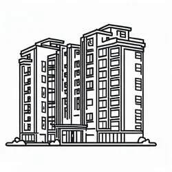 Coloriage Appartement avec plusieurs façades