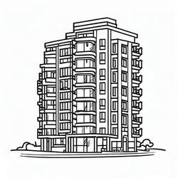 Coloriage Immeuble d'appartement avec balcons
