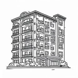 Coloriage Appartement immeuble avec balcons