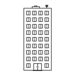 Coloriage Immeuble d'appartement avec rangées de fenêtres