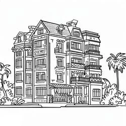 Coloriage Bel appartement entouré de palmiers