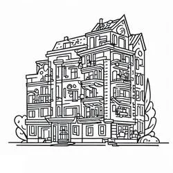 Coloriage Appartement au toit pointu et cheminée