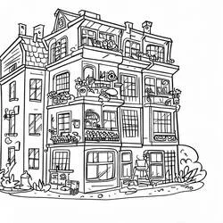 Coloriage Appartement dans un grand immeuble à balcons