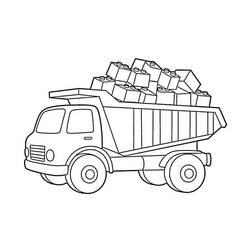 Coloriage Camion benne chargé de cartons