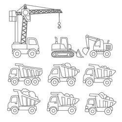 Coloriage Chantier avec engins de construction