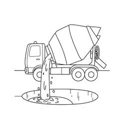 Coloriage Camion toupie versant du béton