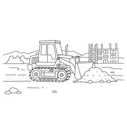 Coloriage Bouteur sur un chantier