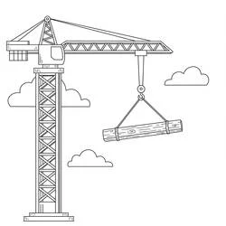 Coloriage Grue de chantier soulevant une poutre