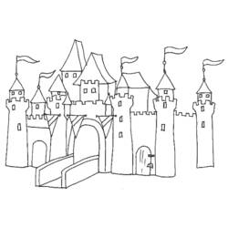 Coloriage Château à pont-levis et tours rondes