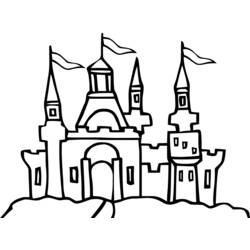 Coloriage Chateau avec tours et drapeaux