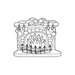 Coloriage Cheminée de Noël avec chaussettes