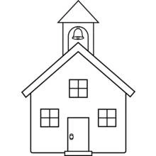 Coloriage Petite école avec clocher Coloriage Petite école avec clocher