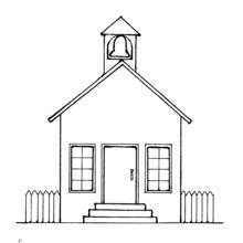 Coloriage Petite école avec clocher et cloche Coloriage Petite école avec clocher et cloche