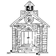 Coloriage Façade d'une petite école avec clocher Coloriage Façade d'une petite école avec clocher