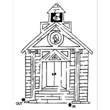 Coloriage Vieille école avec clocher et colonnes Coloriage Vieille école avec clocher et colonnes