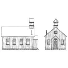 Coloriage Ancienne école vue sous deux angles Coloriage Ancienne école vue sous deux angles