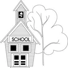 Coloriage Petite école de campagne près d'un arbre Coloriage Petite école de campagne près d'un arbre