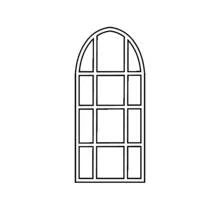 Coloriage Fenêtre en arc avec carreaux