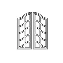 Coloriage Fenêtre double à arches et vitres ondulées