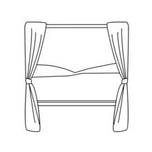Coloriage Fenêtre aux rideaux noués