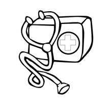 Coloriage Trousse médicale de médecin avec stéthoscope