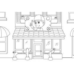 Coloriage Magasin avec l'enseigne de Manny