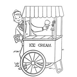 Coloriage Marchand de glaces avec sa charrette
