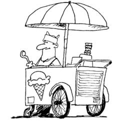 Coloriage Marchand de glaces avec son chariot