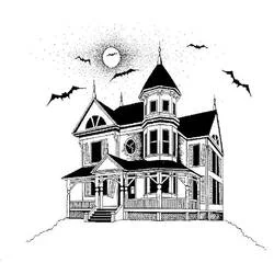 Coloriage Maison hantée victorienne sous la pleine lune