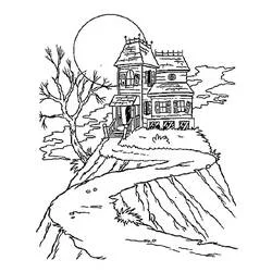 Maison Hantée - Coloriages gratuits à imprimer