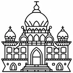 Coloriage Palais aux dômes et tourelles