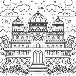 Coloriage Palais aux trois tours à dômes