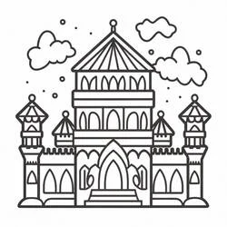 Coloriage Palais avec tours et toit pointu
