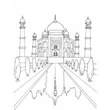 Coloriage Palais du Taj Mahal avec bassin miroir