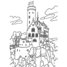 Coloriage Palais sur une colline rocheuse