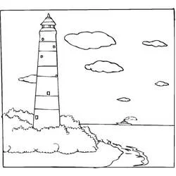 Coloriage Phare sur une côte rocheuse