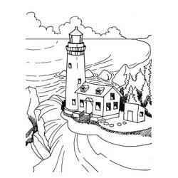 Coloriage Phare sur une falaise rocheuse