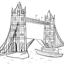 Coloriage Pont de Tower Bridge avec un bateau passant dessous