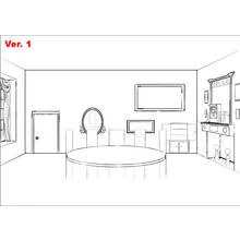 Coloriage Salle à manger avec table ronde et cheminée