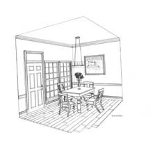 Coloriage Salle à manger en perspective