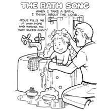 Coloriage Père donnant un bain à son enfant