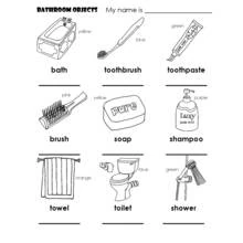 Coloriage Objets de la salle de bain à nommer