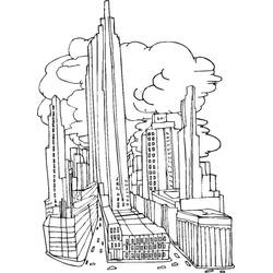 Coloriage Gratte-ciel et immeubles d'une grande ville